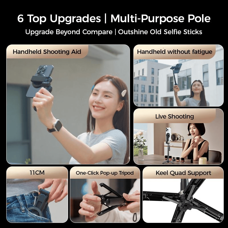 🔥Hot Sale🔥4-in-1 Multifunctional 360° Rotation Magnetic Selfie Stick